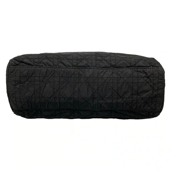 Auth DIOR/ChristianDior Lady Dior Large Bag Black Nylon Leather Handbag - Picture 5 of 16